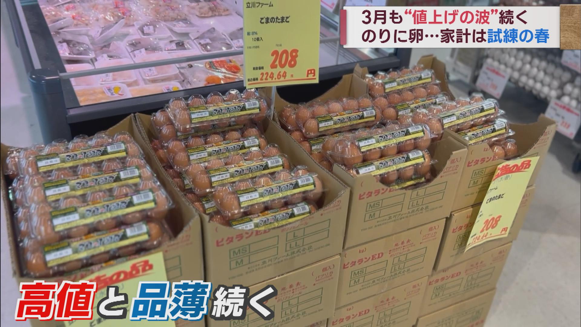 【値上げ】3月も止まらず3000品目・中身の減量も　タマゴも高値・品薄続く…試練の春【新潟】