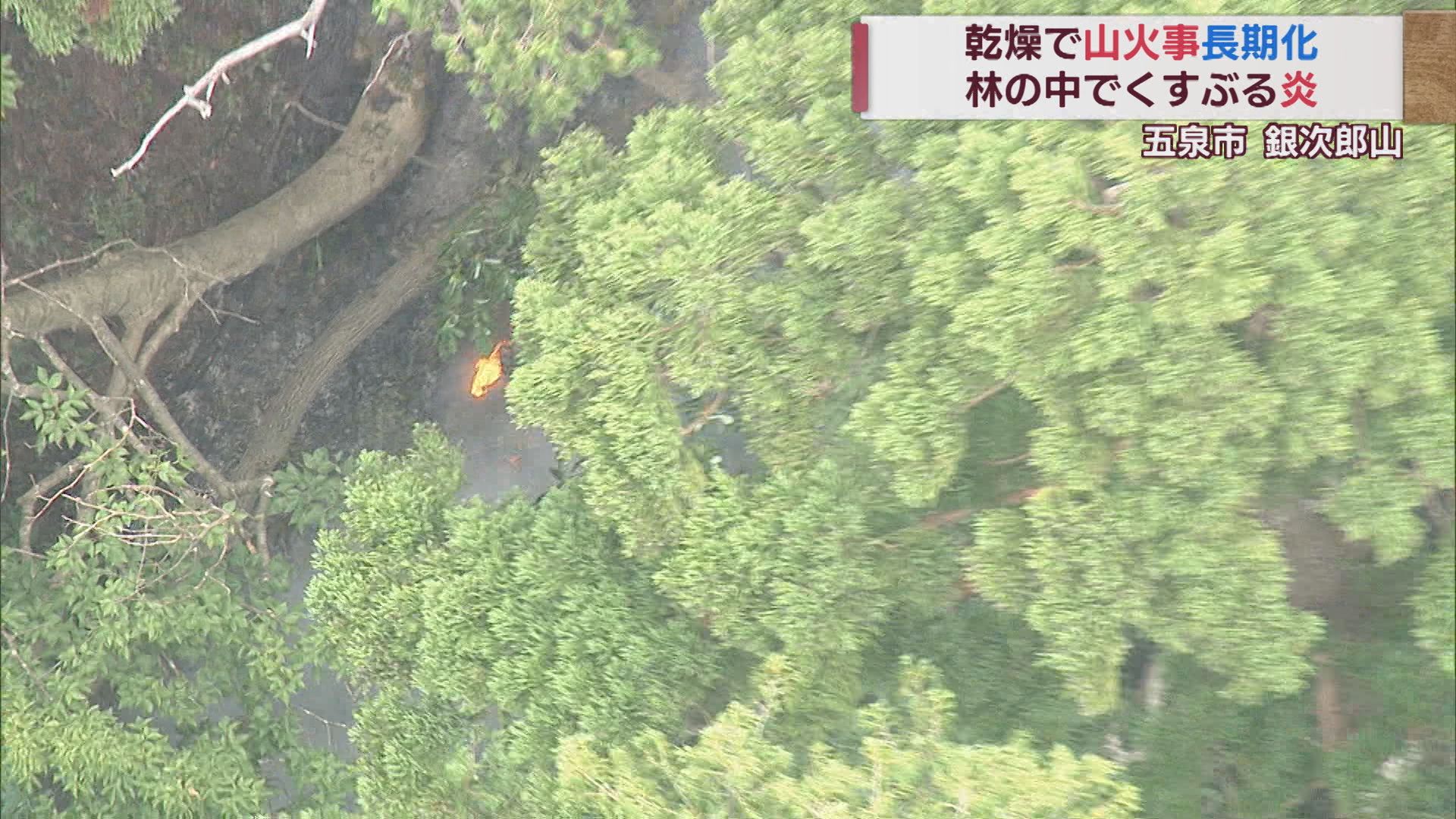 林の中でくすぶる炎 猛暑･乾燥 長引く山火事 五泉市･銀次郎山で発生6日目 けが人なし【新潟】