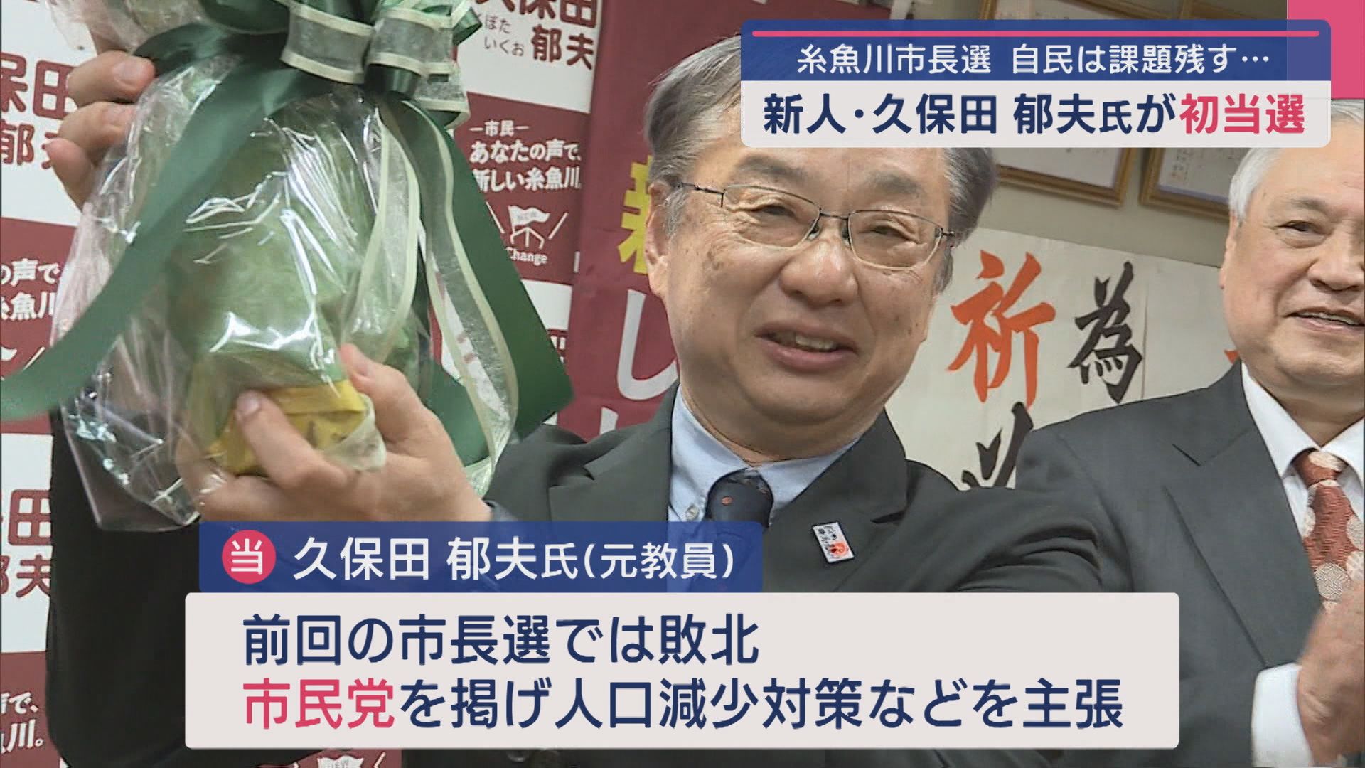 【糸魚川市長選】自民は課題残す…元教員･久保田郁夫氏が初当選【新潟】 2025年04月21日(月)