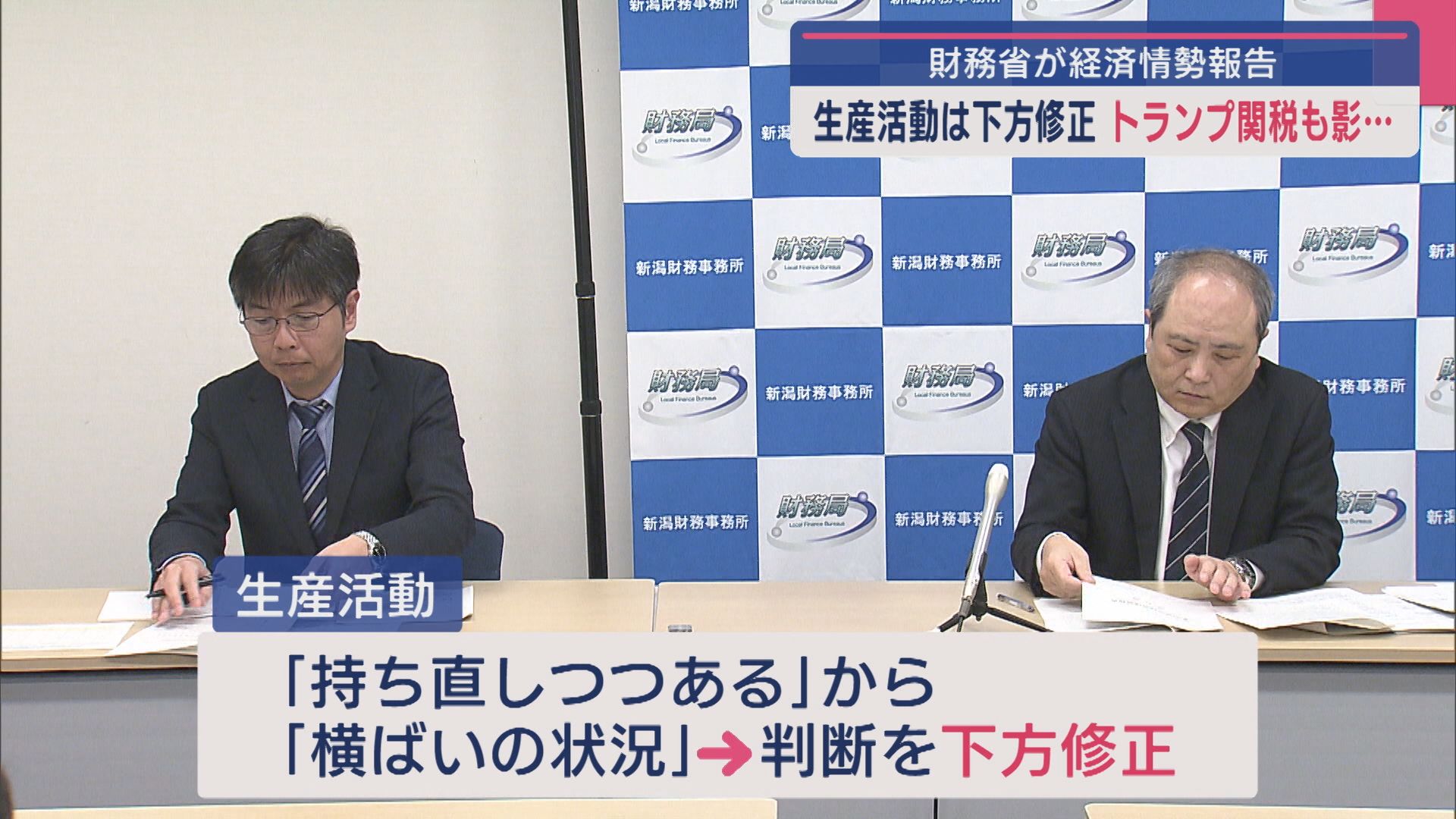 財務省 県内の経済情勢「生産活動」下方修正 トランプ関税も影…【新潟】 2025年04月22日(火)