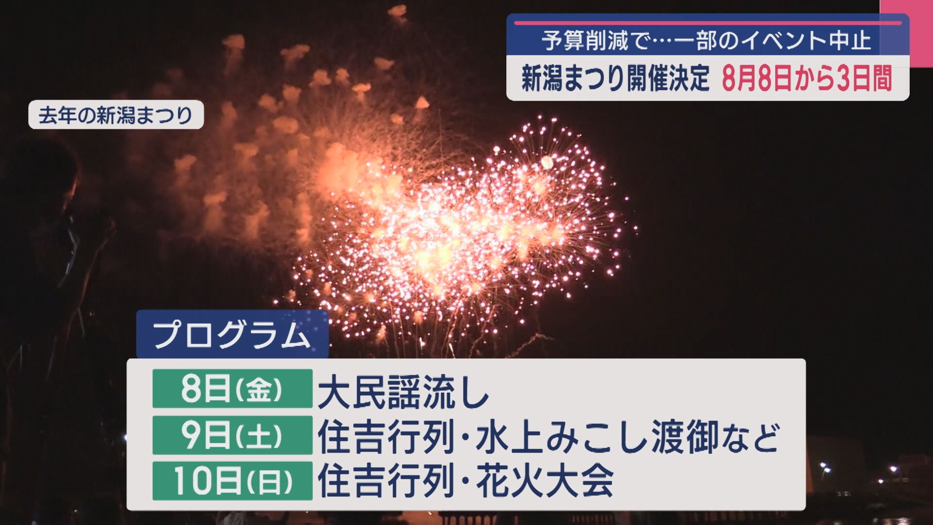 8月8日から3日間「新潟まつり」開催決定：予算削減で…一部のイベント中止【新潟】