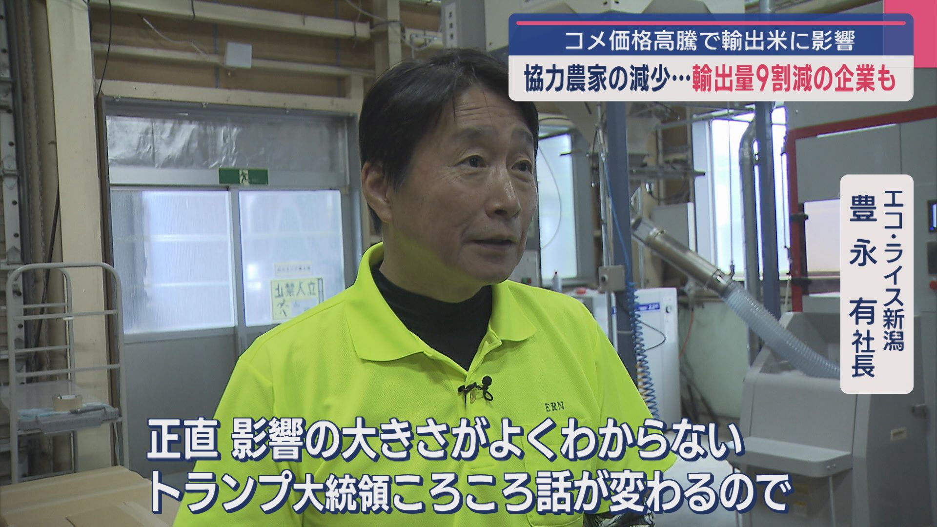 協力農家の減少で･･･輸出量が9割減の企業も、コメ価格高騰で輸出米に影響【新潟】 2025年06月13日(金)