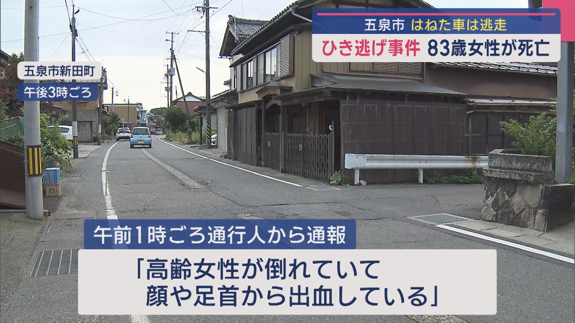 【ひき逃げ事件】はねた車は逃走 83歳女性が死亡【新潟･五泉市】