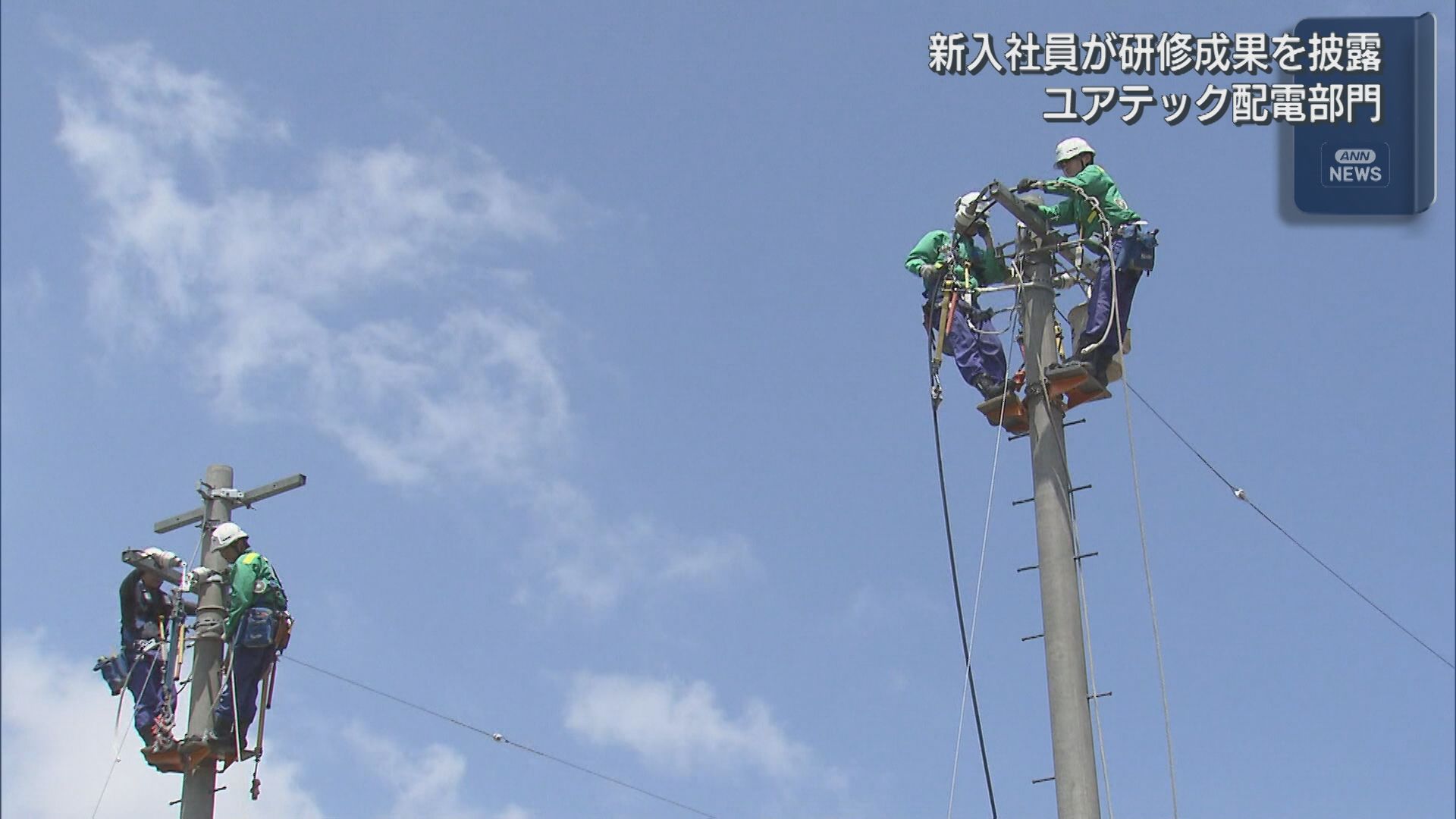 新入社員が研修の成果を披露、高さ約14mの電柱に上り“高所作業”【新潟】
