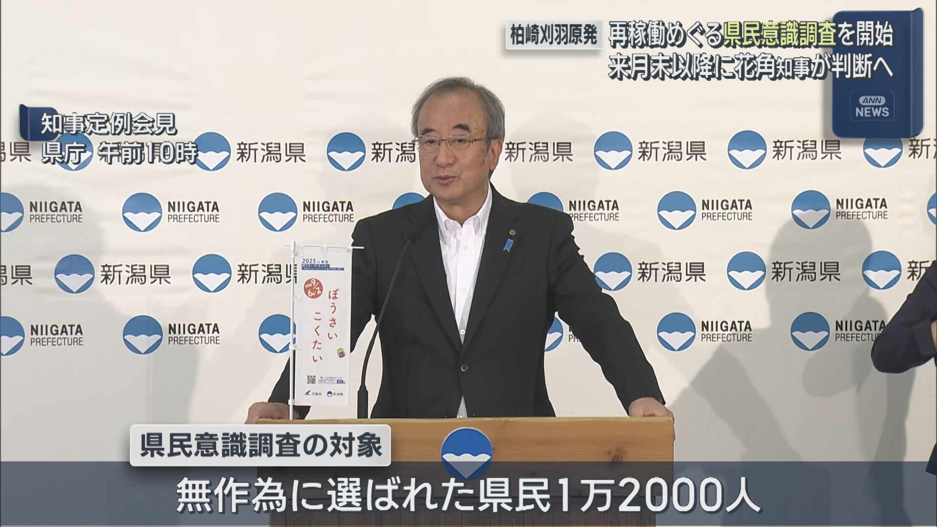 【柏崎刈羽原発】県が「県民意識調査」の詳細発表 10月末以降に花角知事が判断へ【新潟】 2025年09月03日(水)