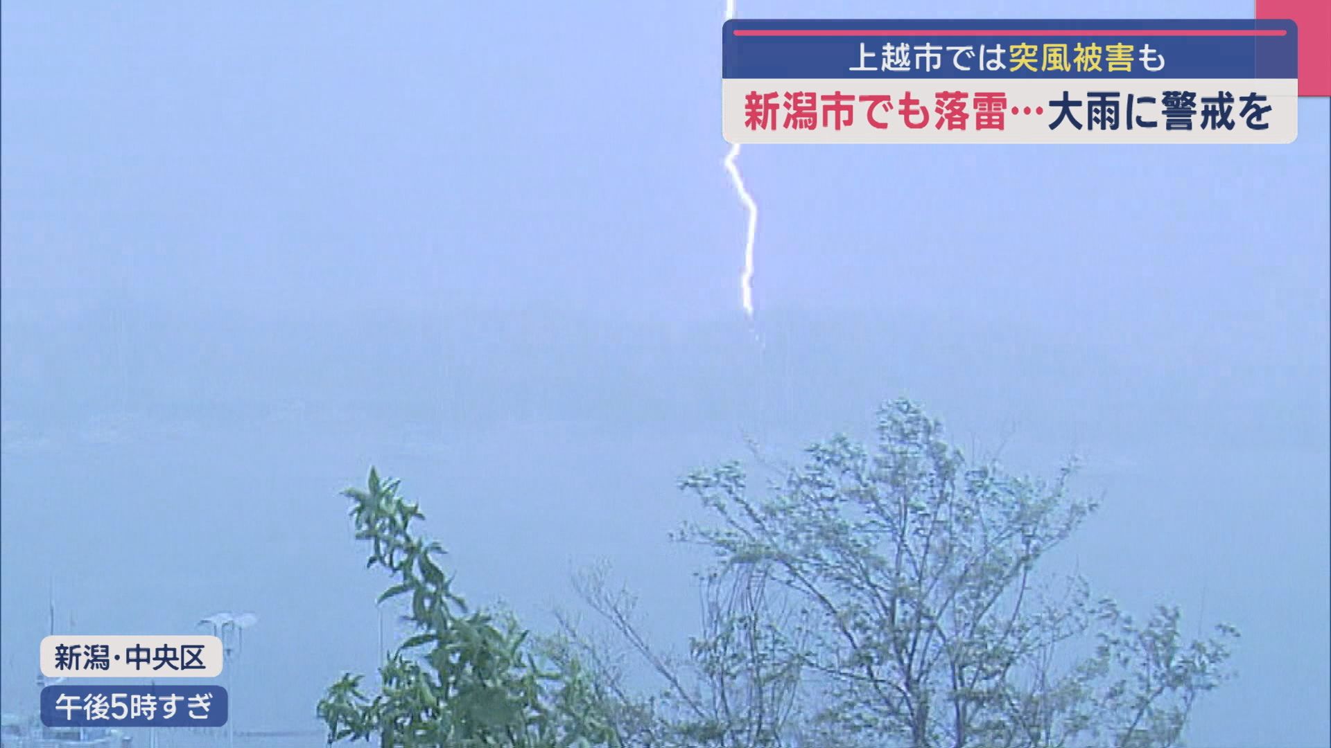 新潟市の落雷の瞬間、上越市では突風被害も：11日にかけて非常に激しい雨【新潟】
