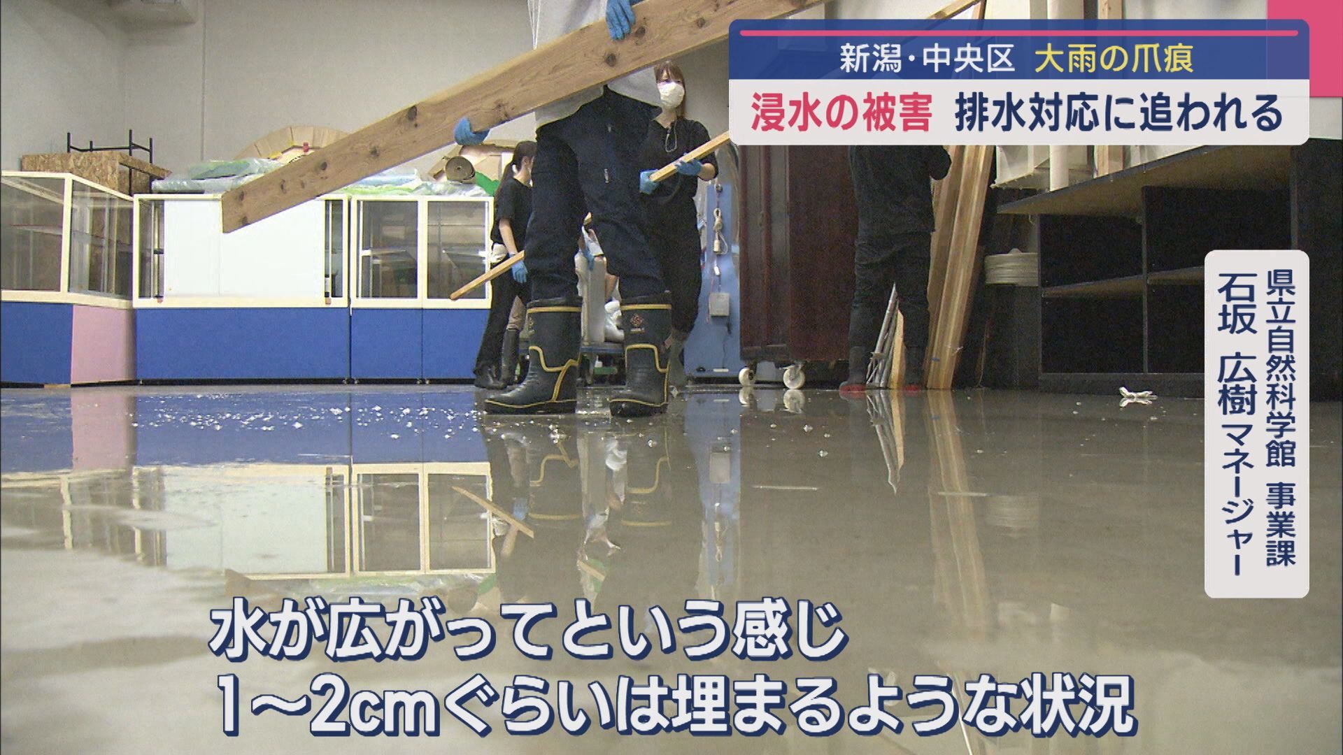 新潟市中央区でも大雨の爪痕…浸水の被害「一瞬でひろがるというのは初めての経験」排水対応に追われる【新潟】