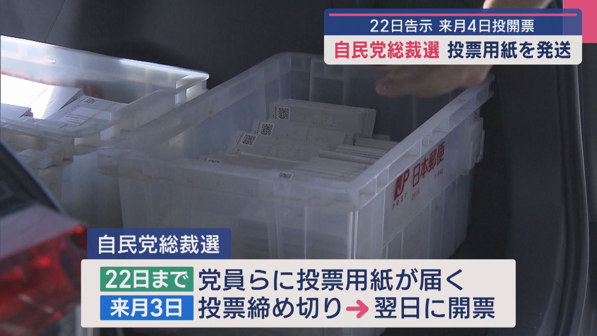 【自民党総裁選】県内の党員など約2万枚の投票用紙を発送、22日告示・10月4日投開票【新潟】 2025年09月19日(金)