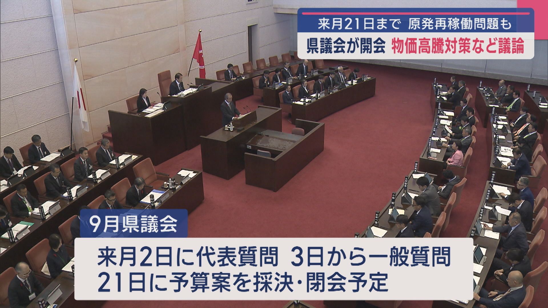 物価高騰対策など議論 原発再稼働問題も：9月県議会が開会【新潟】