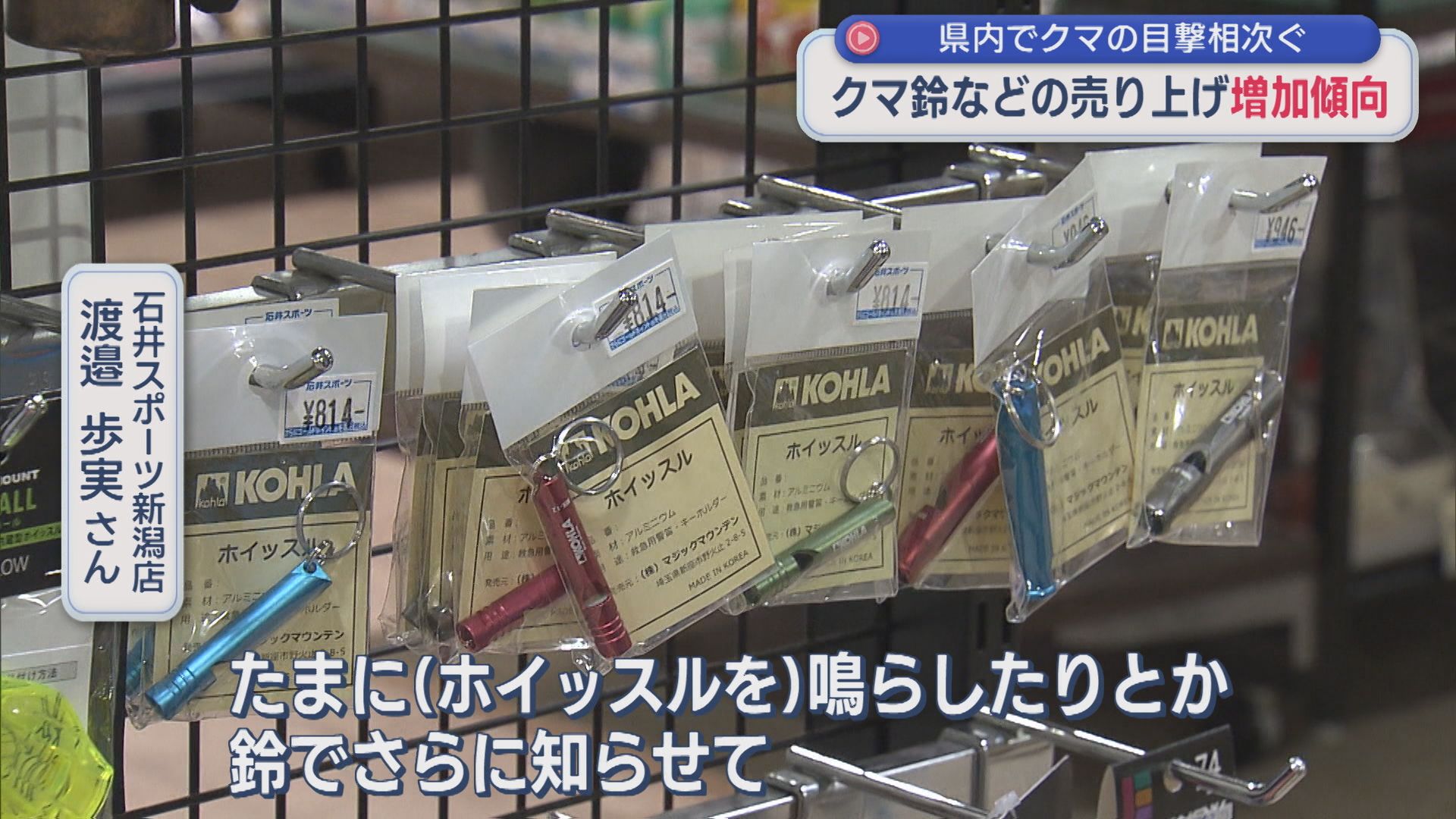 クマ鈴やホイッスルなど「クマ対策グッズ」の売り上げ増加傾向、客層にも変化が【新潟】 2025年10月14日(火)