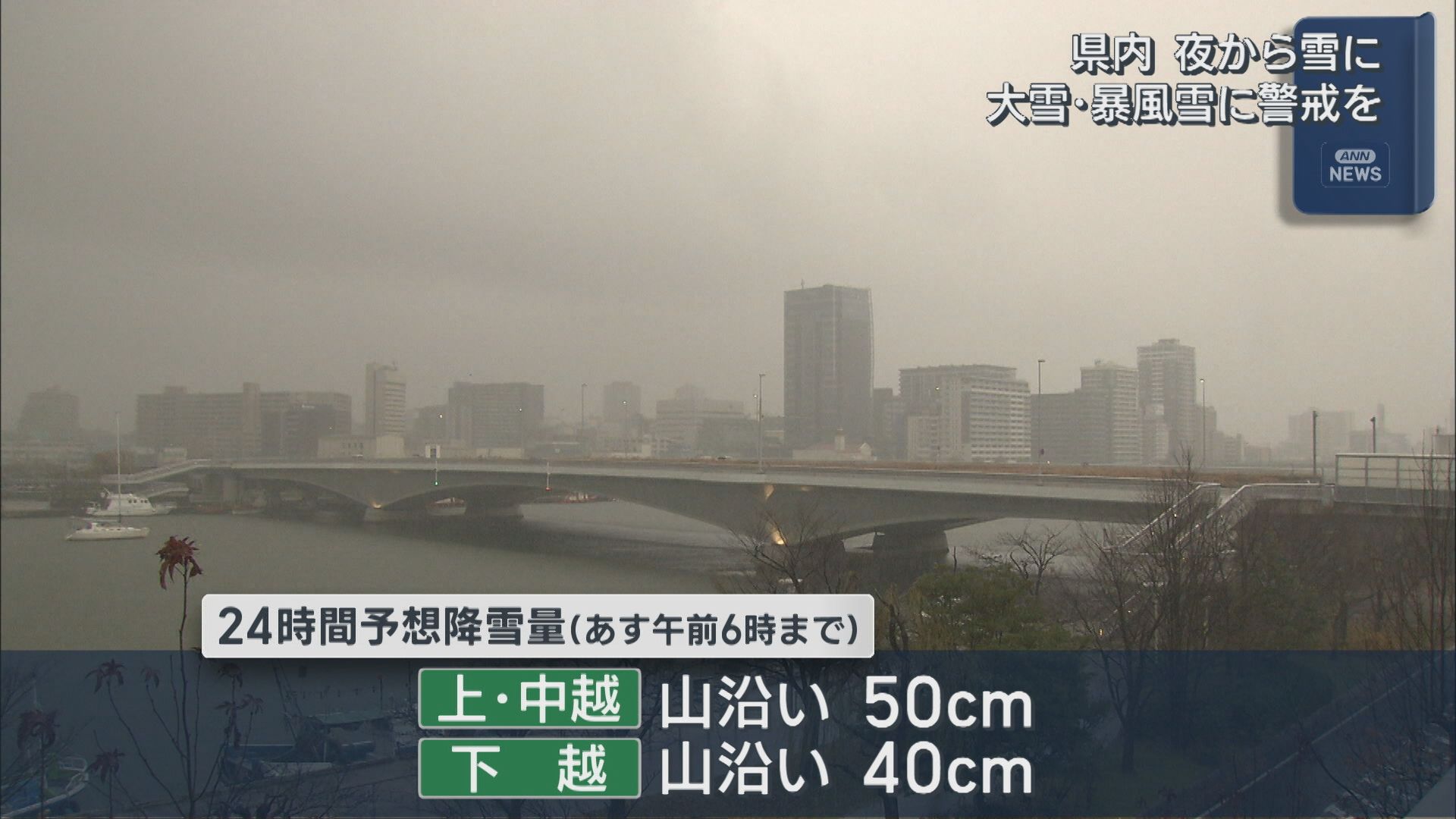 県内は今夜から雪に、大雪・暴風雪に警戒を【新潟】 2025年12月03日(水)