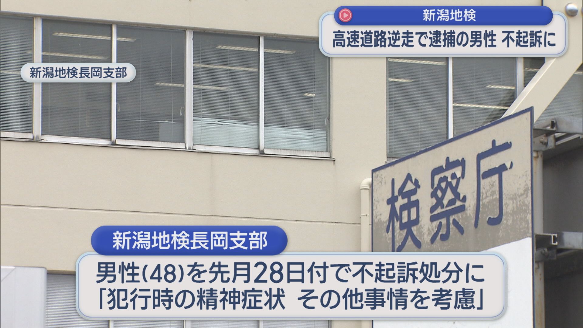 高速道路を2回逆走で逮捕の男性 新潟地検「犯行時の精神症状、その他の事情を考慮」不起訴に【新潟】