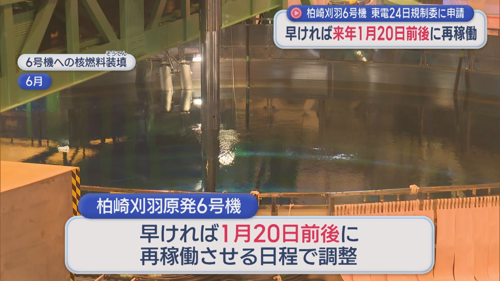 【柏崎刈羽原発｜6号機】再稼働 早ければ来年1月20日前後に、東京電力が24日規制委に申請【新潟】 2025年12月18日(木)