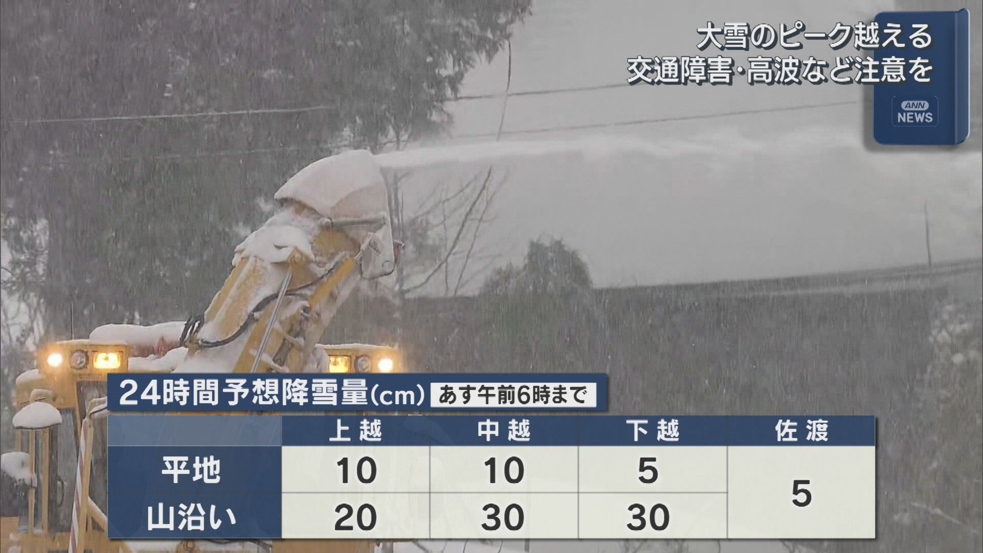 大雪のピーク越える 引き続き交通障害・路面凍結・高波など注意を【新潟】 2026年01月12日(月)