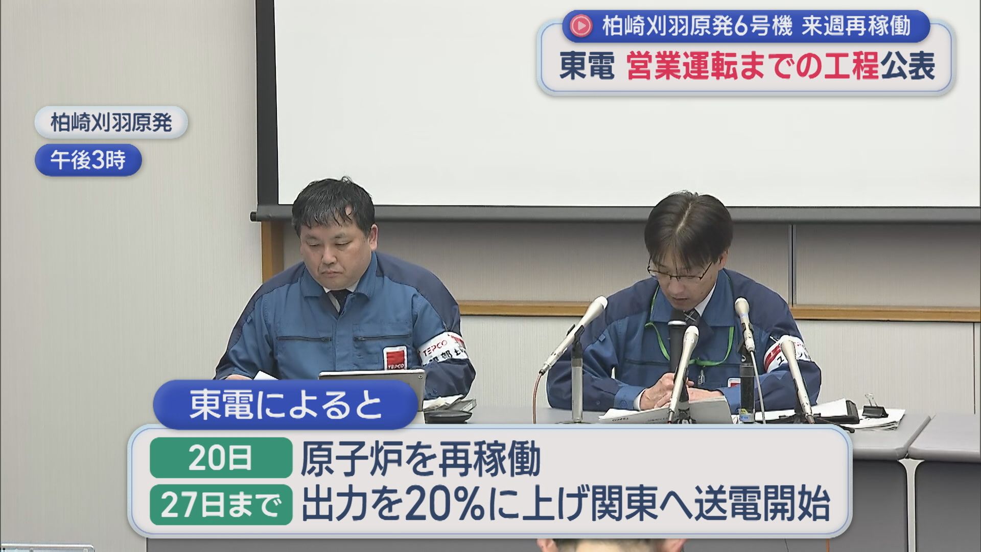 【柏崎刈羽原発】東京電力が営業運転までのプロセスを公表「所員をあげてプラントの安全をみていきたい」【新潟】 2026年01月15日(木)