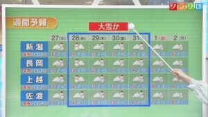 今週後半に「寒波」再来･･･平地も含めて雪の降り方強まるところも【気象予報士が解説｜新潟】 2026年01月26日(月)