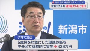 新潟市予算案：過去最大4425億円「復旧･復興」「給食費無償化」「アリーナ建設関連」も計上【新潟】 2026年02月16日(月)
