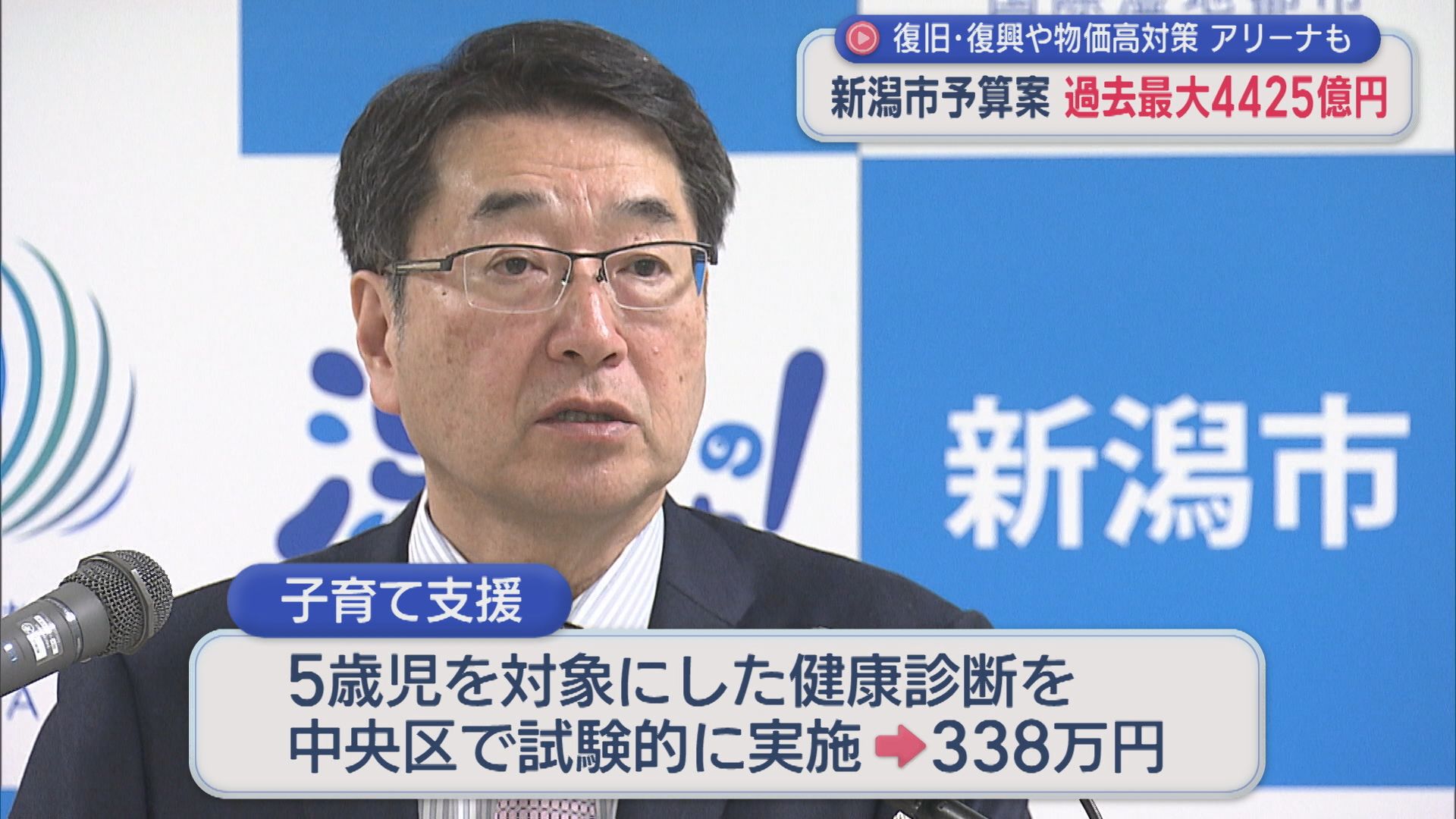 新潟市予算案：過去最大4425億円「復旧･復興」「給食費無償化」「アリーナ建設関連」も計上【新潟】 2026年02月16日(月)