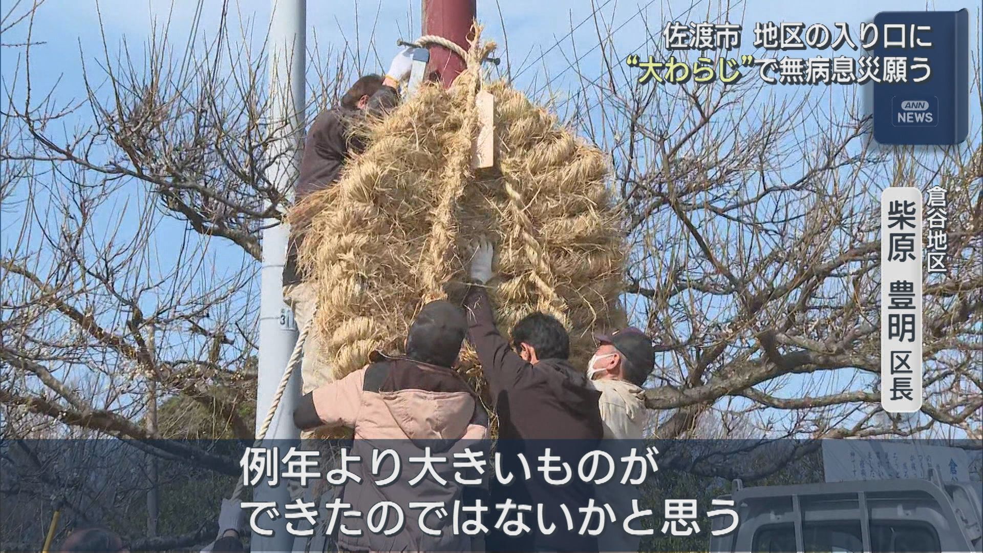 大男がいるように見せたことが始まり「大わらじ」の掛け替えで無病息災願う【新潟･佐渡市】 2026年03月03日(火)