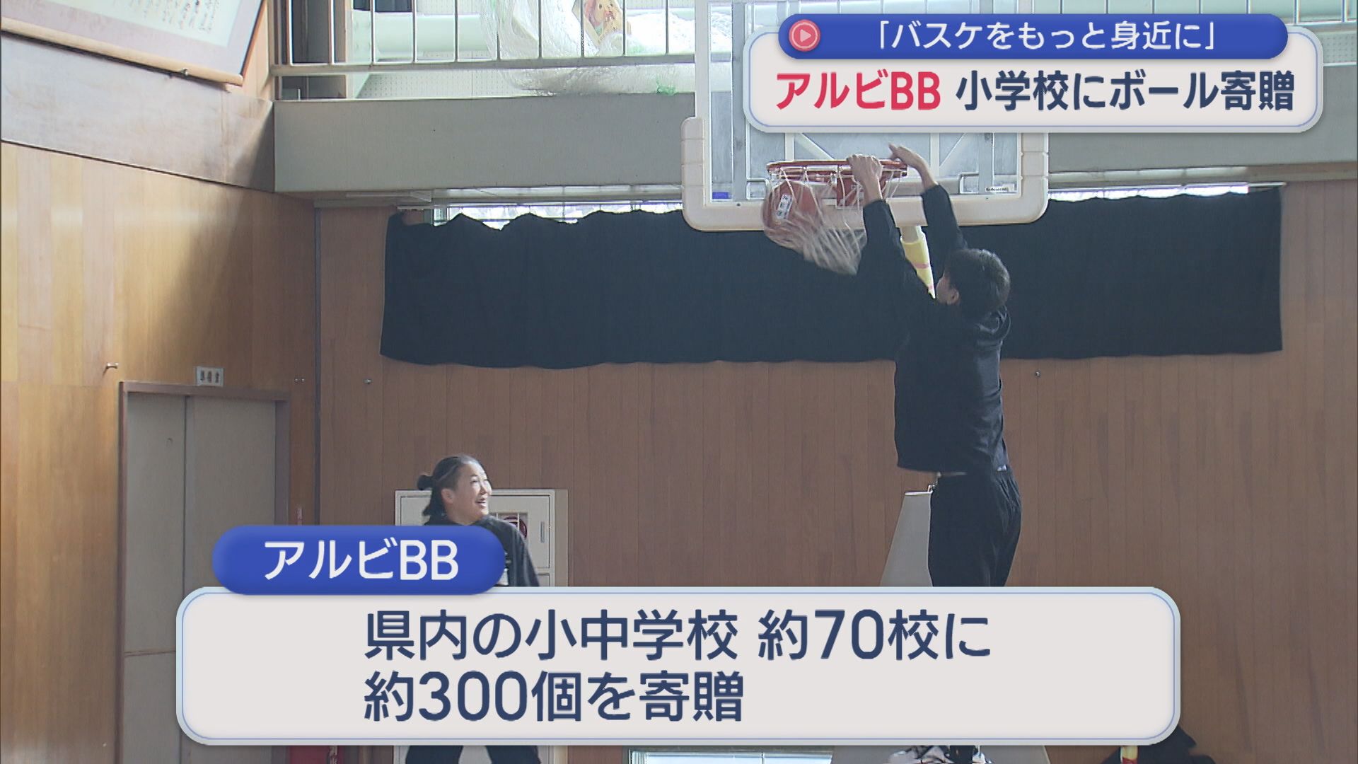 アルビBB「バスケをもっと身近に」新潟市の小学校にボール寄贈【新潟】 2026年03月04日(水)