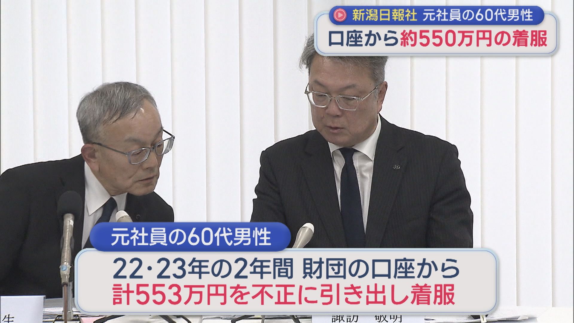 新潟日報社の元社員 60代男性が口座から約550万円着服し私的流用、5日付で懲戒解雇【新潟】 2026年03月06日(金)