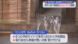 県内旅行の宿泊費など20%割引 県独自「GoToトラベル」5月14日から開始、約22万泊分を用意【新潟】 2026年04月28日(火)