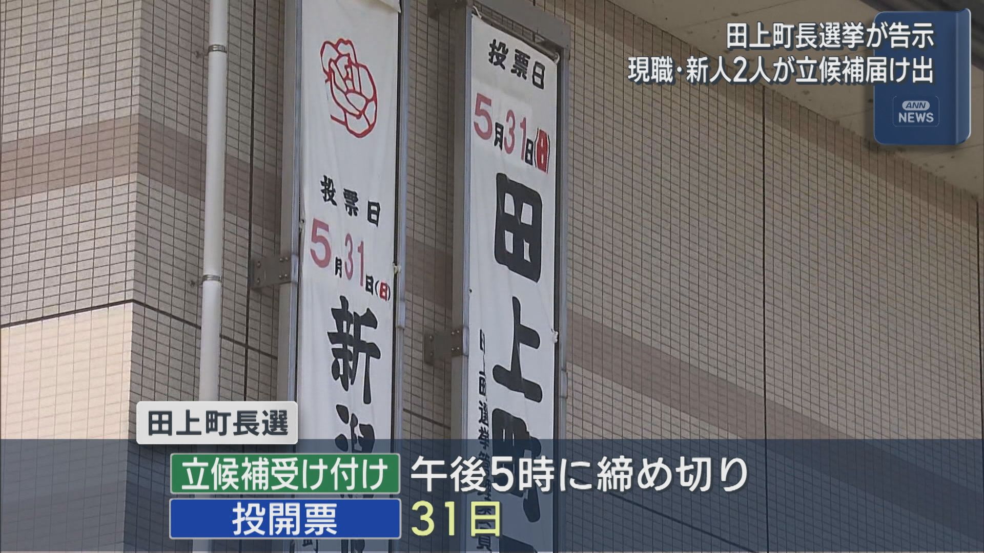 【田上町長選挙｜告示】現職と新人の2人が立候補届け出【新潟】