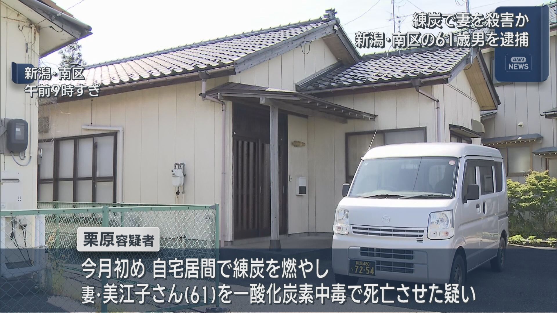 自ら「妻が死んでいる」と通報、練炭で妻を殺害した疑い 61歳男を逮捕【新潟】 2026年05月27日(水)