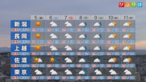 土日は雲の多い天気で所々でにわか雨に、来週は？【これからの天気(6月4日18時40分現在)｜新潟】 2026年06月04日(木)