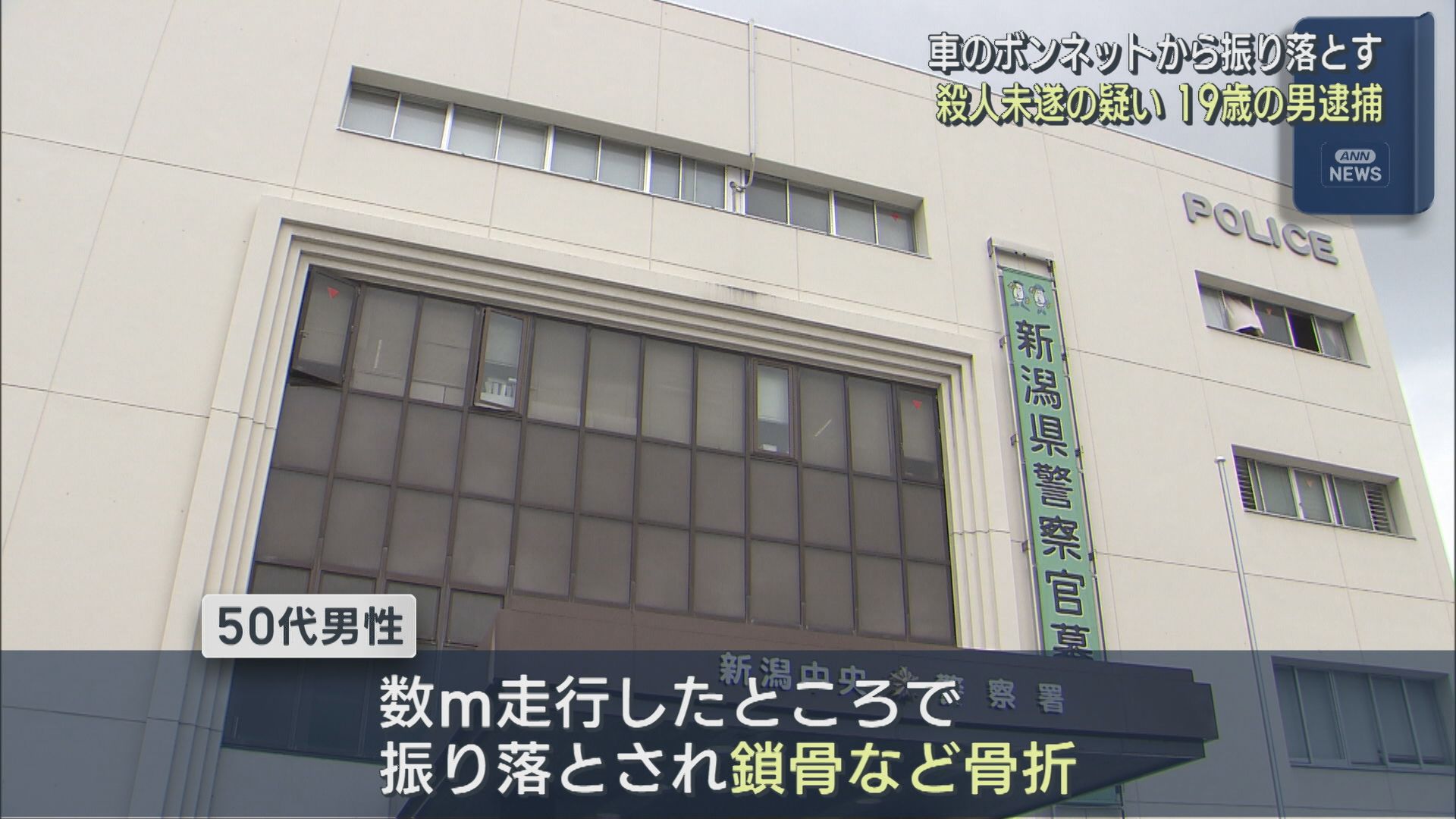 車のボンネットから男性を振り落とした殺人未遂の疑い 19歳の男を逮捕【新潟】 2026年06月28日(日)