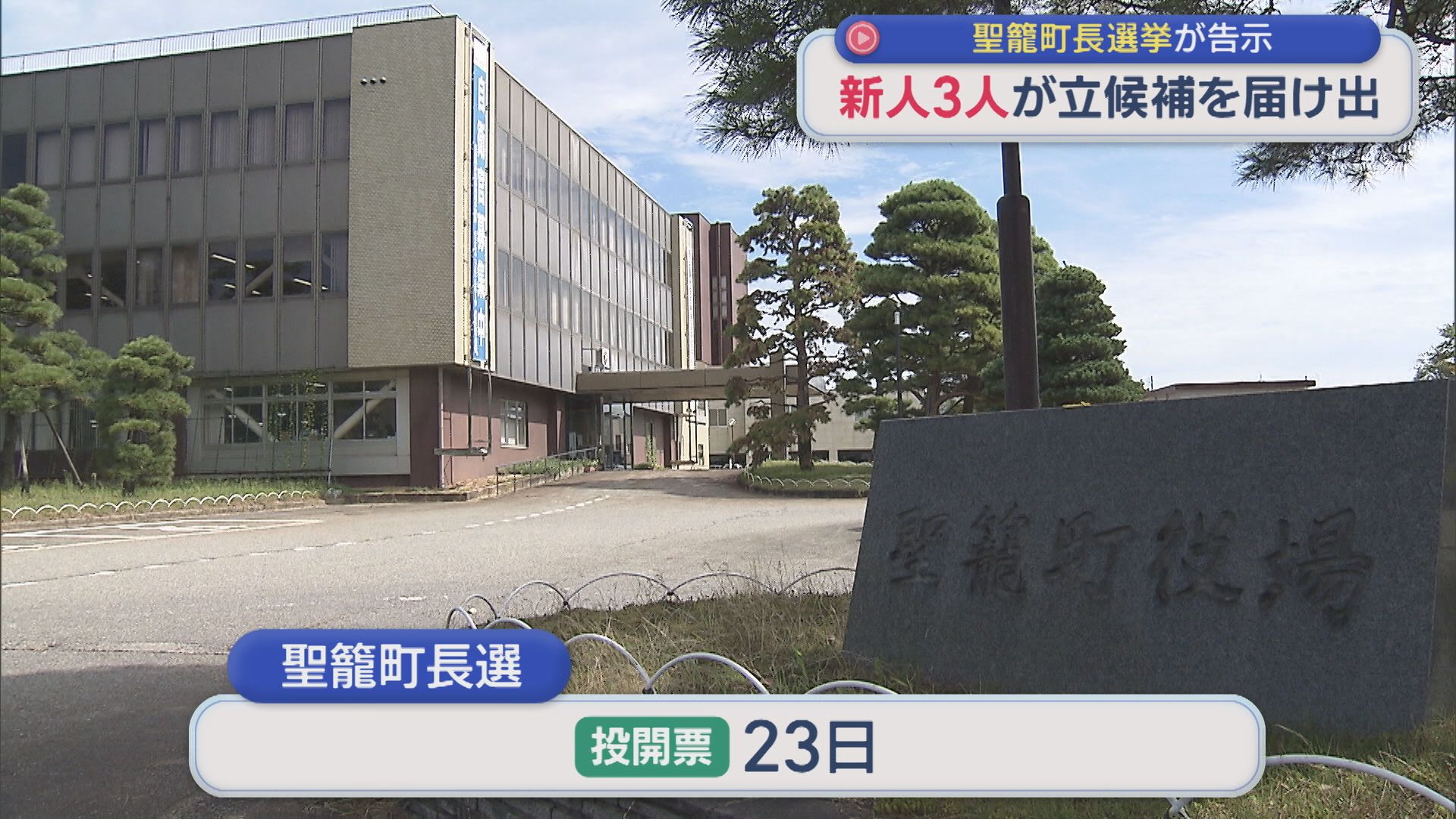 聖籠町長選挙が告示 新人3人が立候補を届け出【新潟】 2026年08月18日(火)